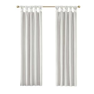 Natalie White Polyester 50 in. W x 95 in. L Twist Tab Total Blackout Curtain (Single Panel)