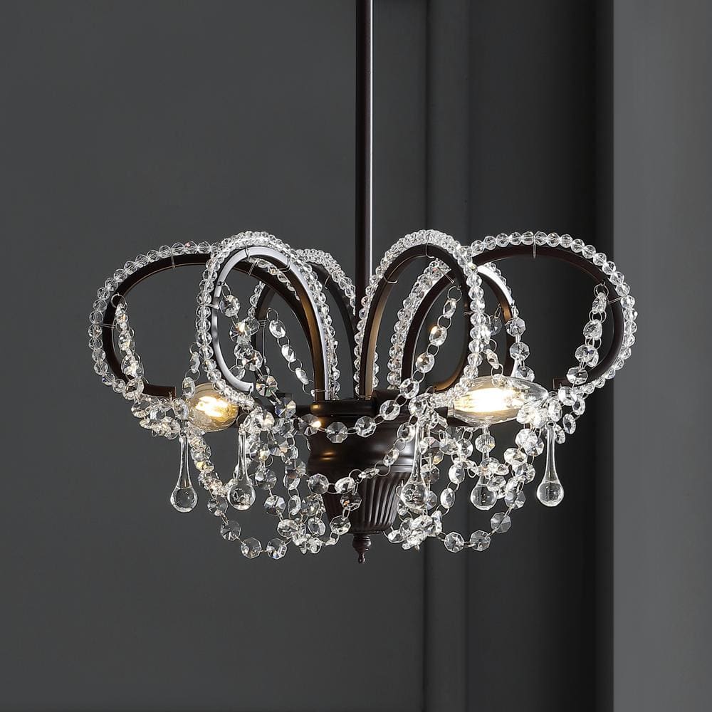 Bronze Crystal LED Adjustable Ceiling Mount Chandelier