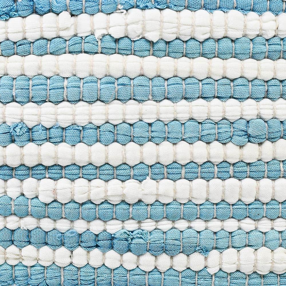 Set of 2 Blue and White Cotton Blend Square Throw Pillows
