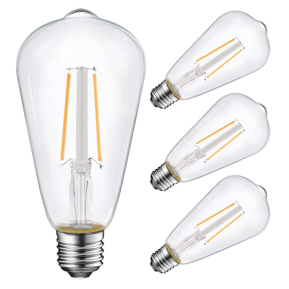 E ENERGETIC LIGHTING 60-Watt Equivalent ST19 Soft White (2700K) LED Vintage Edison Light Bulb (4-Pack)