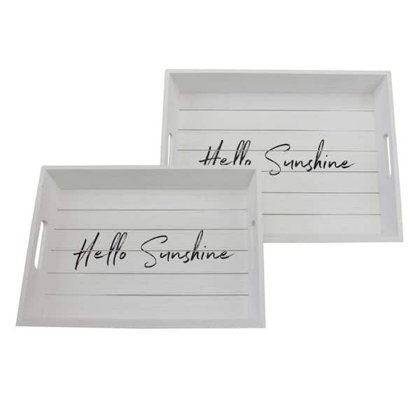 Stonebriar Collection White Wooden Trays (Set of 2)