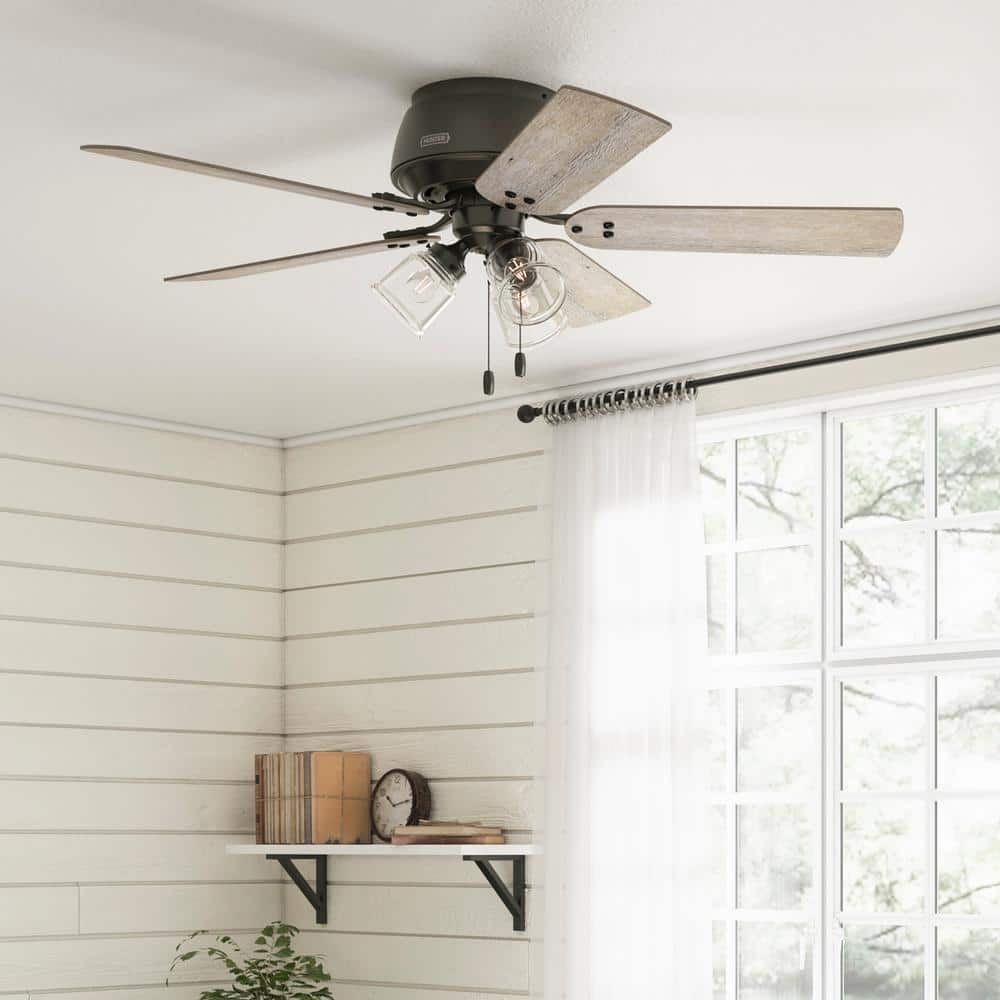 Noble Bronze 52" Low Profile Ceiling Fan with Light Kit