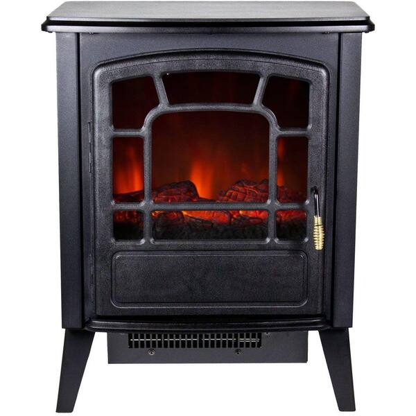 Warm House Bern 370 sq. ft. Retro-Style Electric Stove with Logwood Flame Effect