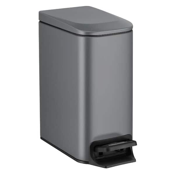 1.6 Gallon Rectangle Stainless Steel Trash Can,Grey
