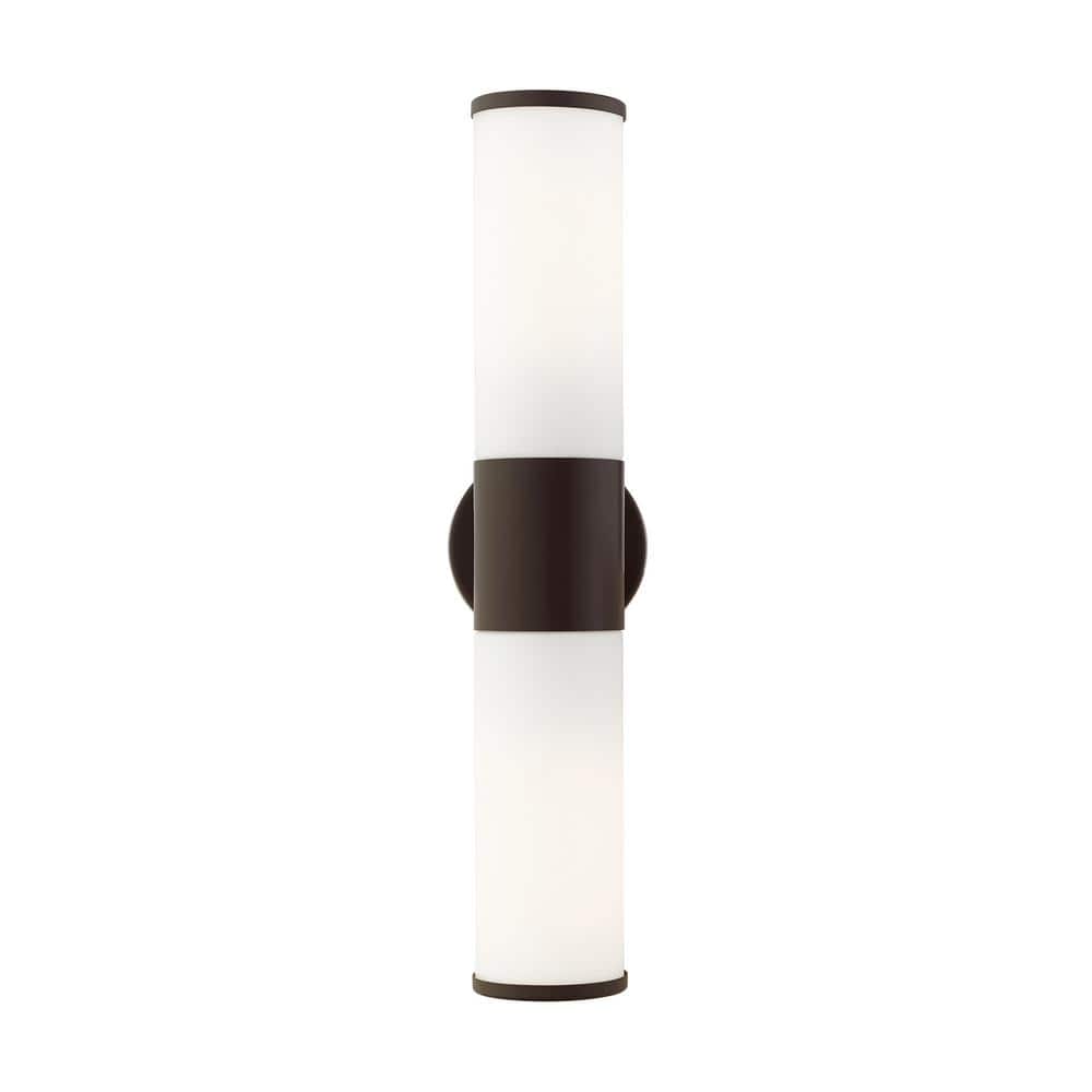 Bronze Opal Glass 2-Light Outdoor Vanity Sconce