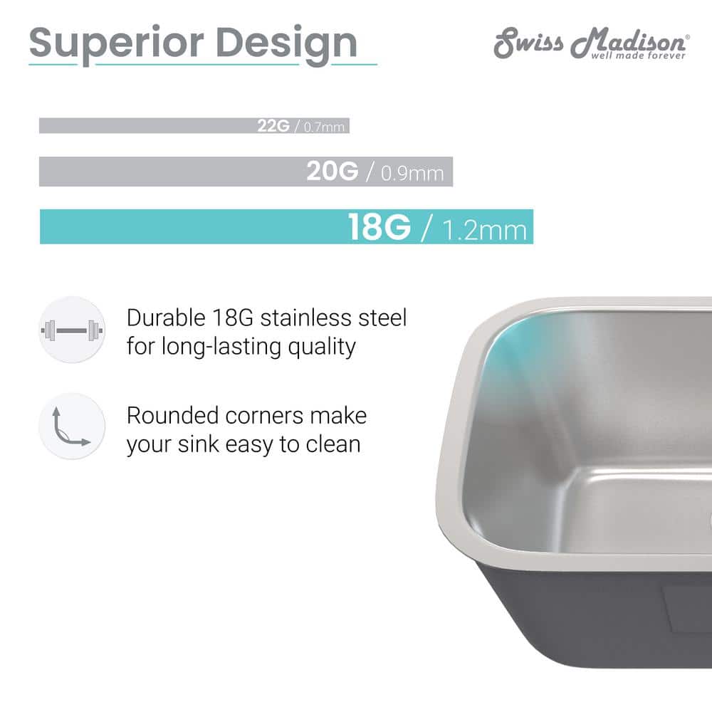 Toulouse 27 x 18 Stainless Steel Single Basin Undermount Kitchen Sink