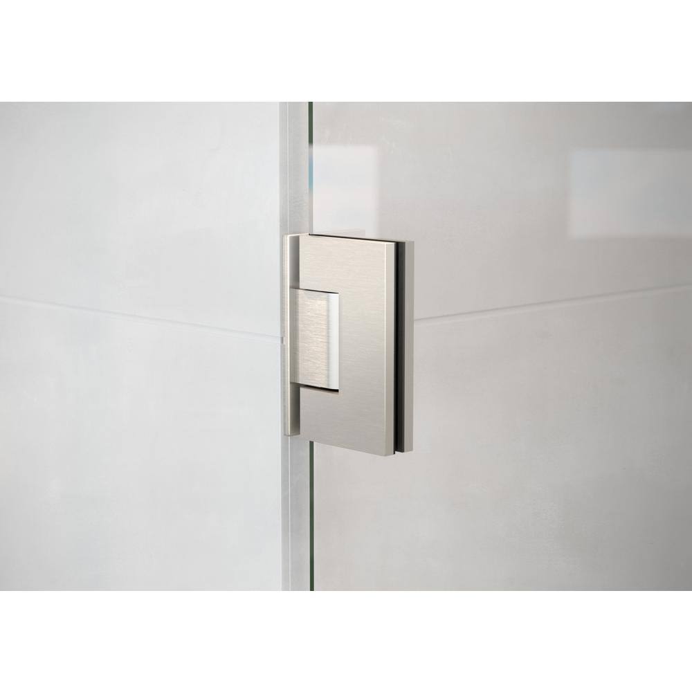 Illume 55.75 in. x 78 in. Frameless Clear Glass Shower Door with Brushed Nickel Hardware