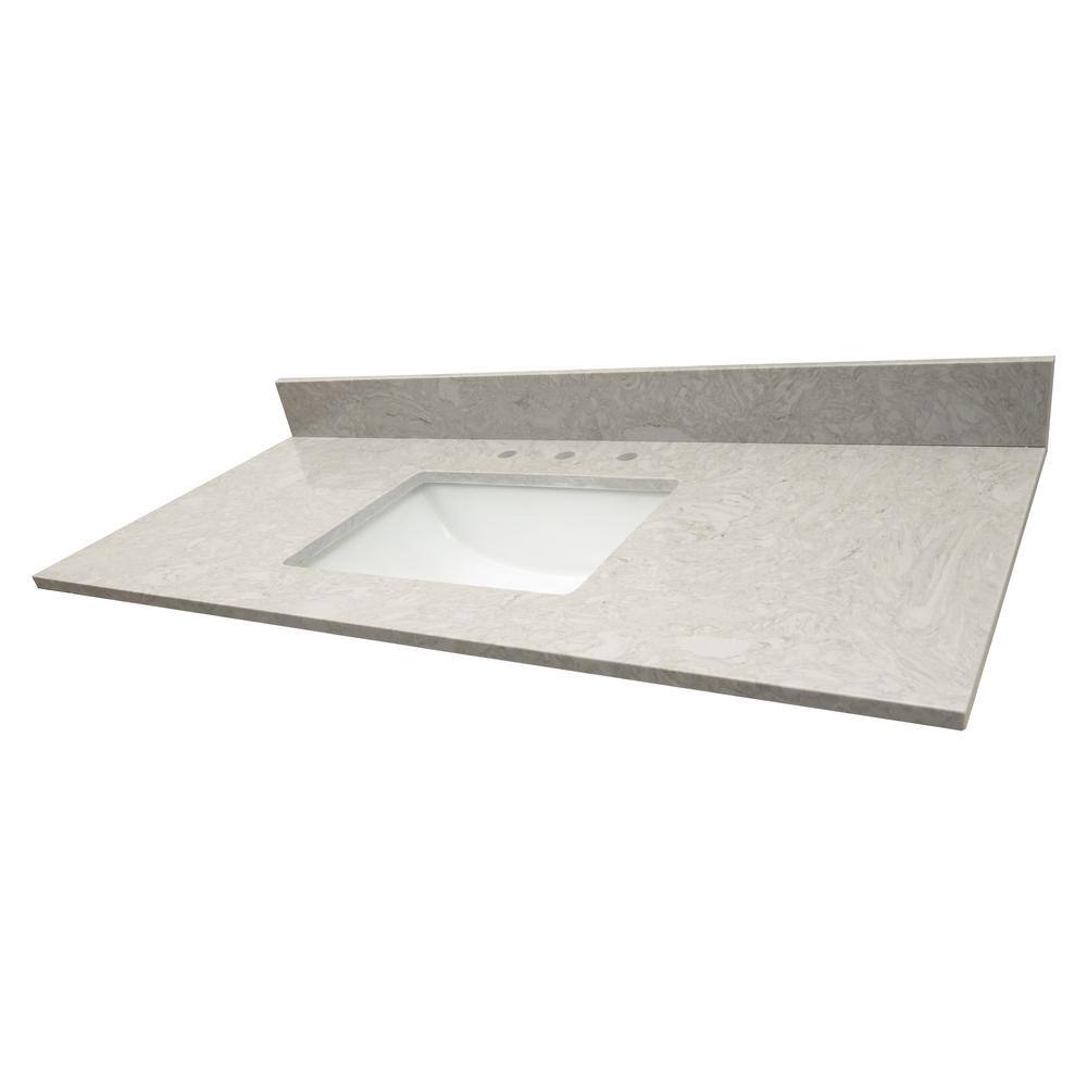 49 in. Drifting Fog Marble Vanity Top with White Undermount Sink