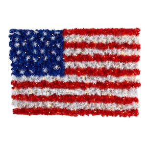3 ft. x 2 ft. Red, White and Blue American Flag Wall Panel with 100 Warm LED Lights (Indoor/Outdoor)