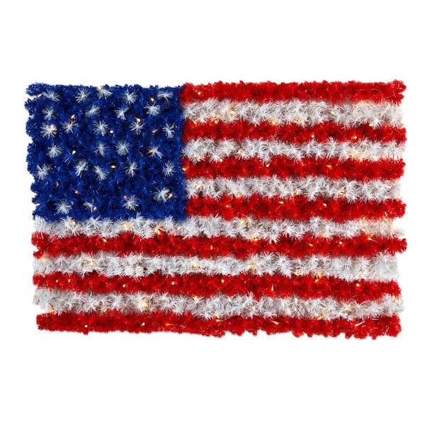 Nearly Natural 3 x 2 ft. Red, White and Blue American Flag Wall Panel with 100 Warm LED Lights (Indoor/Outdoor) W1170 The Depot