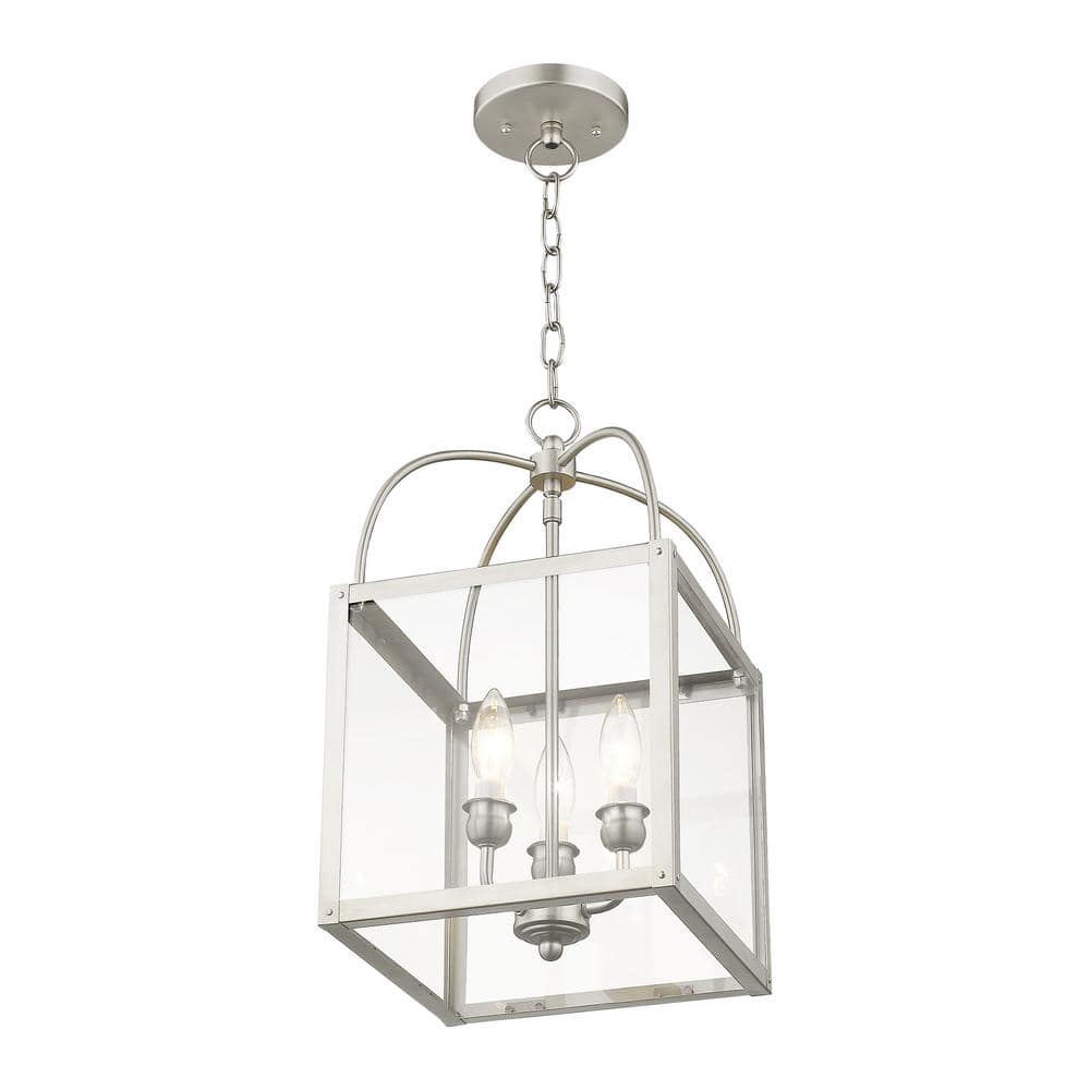 Milford Brushed Nickel 3-Light Mini Pendant with Clear Glass
