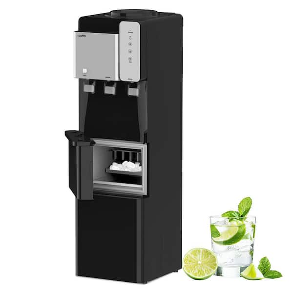 Hot and Cold Top Loading Black Water Cooler Dispenser with Ice Maker,5 Gal. ,3-Temperatures,Child Lock,Auto Shut-0ff