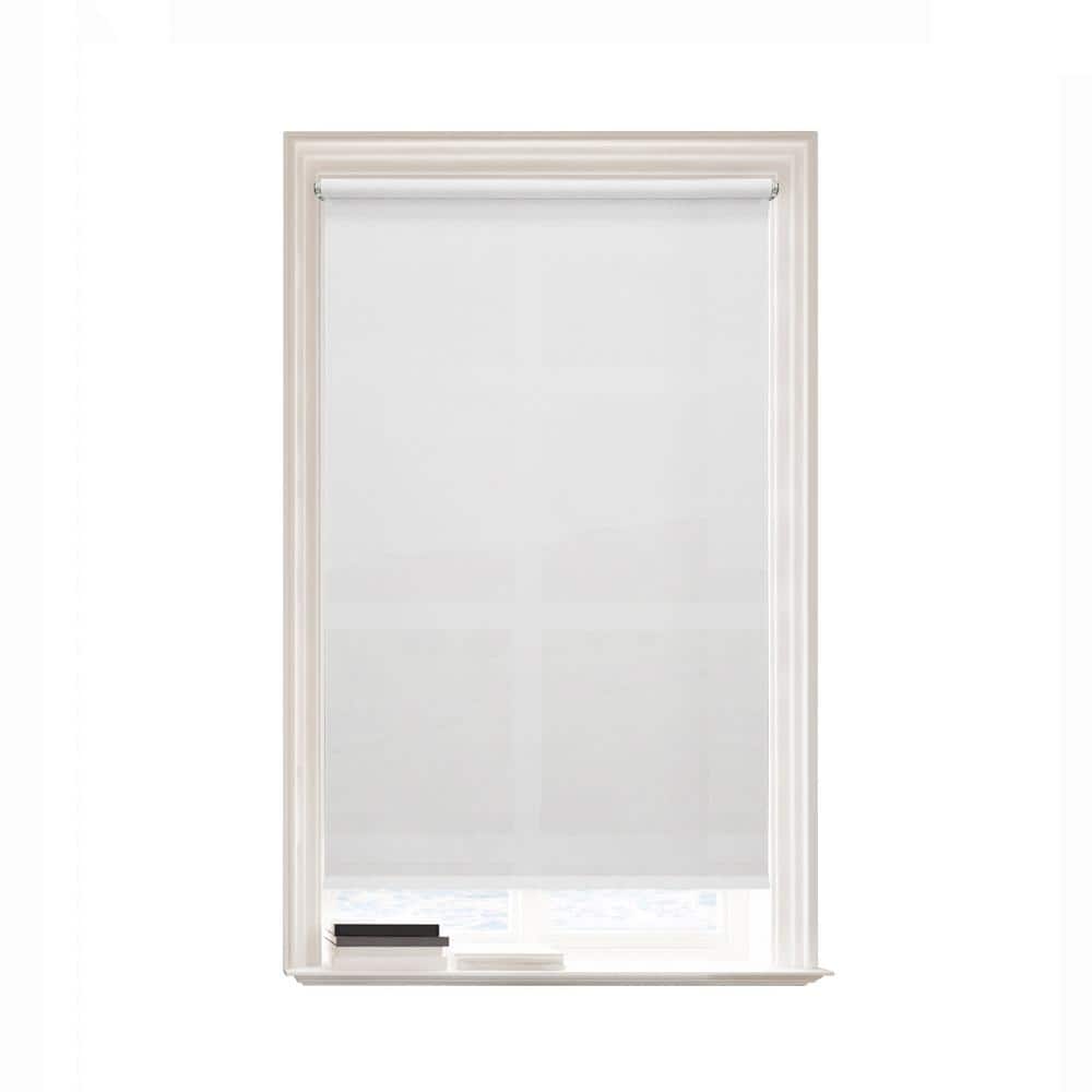 Cut-to-Size White Cordless Light Filtering Vinyl Roller Shades 37.25 in. W 