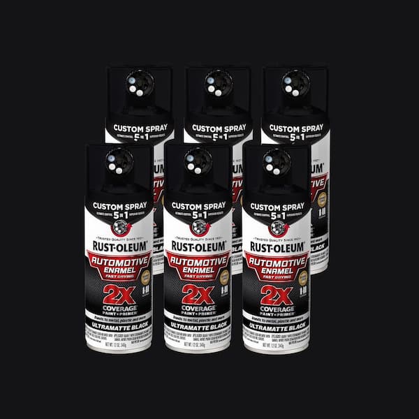 12 oz. Custom Spray 5-in-1 Matte Black Protective Enamel Spray Paint (Case of 6)