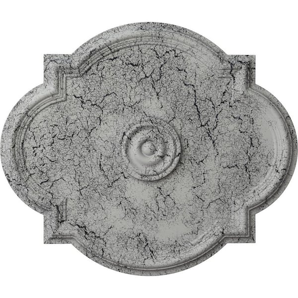 Ekena Millwork 1-1/8 in. x 24 in. x 20-1/2 in. Polyurethane Waltz Ceiling Medallion, Ultra Pure White Crackle