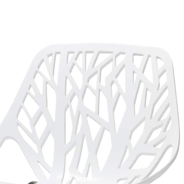 Baxton Studio Birch Sapling White Plastic Dining Chairs Set of 2