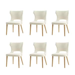 Sofia Ivory Mid-century modern Dining Chair with Solid Wood Legs Set of 6