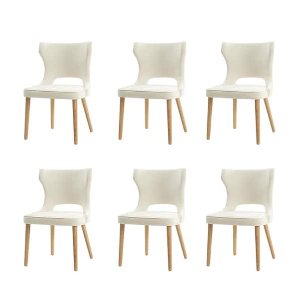 JAYDEN CREATION Sofia Ivory Mid-century modern Dining Chair with Solid Wood Legs Set of 6