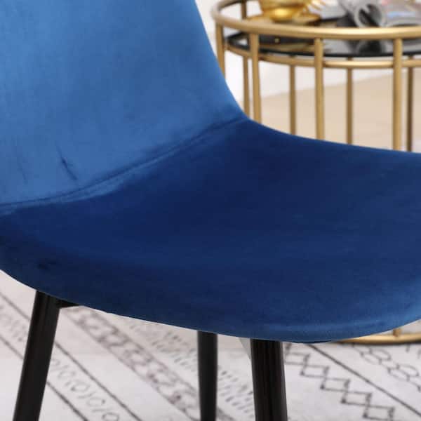 17.25 in. W Blue Velvet Dining Chair with Gold-Tipped Metal Legs for Kitchen & Dining Room (Set of 4)