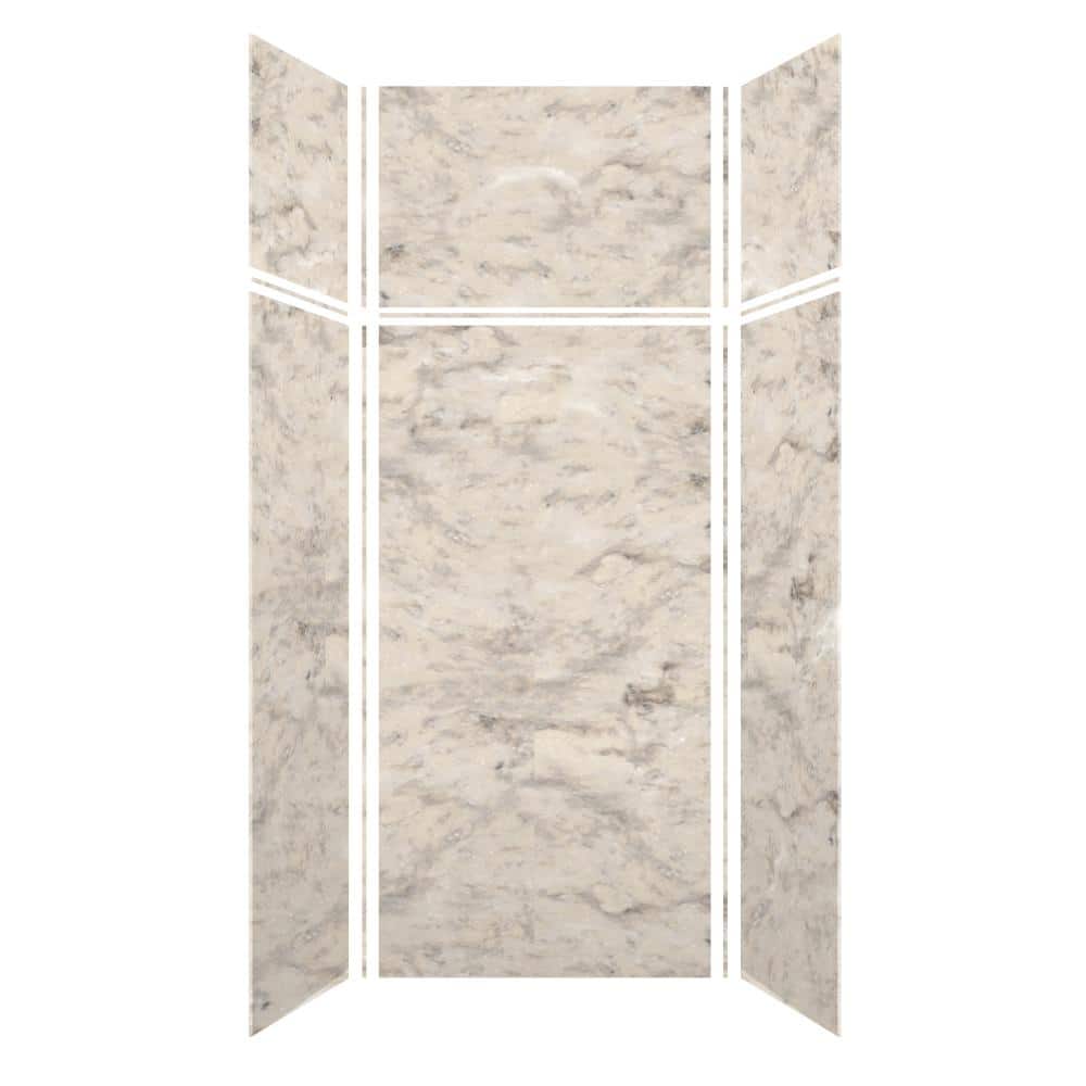 Saramar 36 in. W x 96 in. H x 36 in. D 6-Piece Glue to Wall Alcove Shower Wall Kit with Extension in Sand Creme Velvet price history on PriceWatchPro