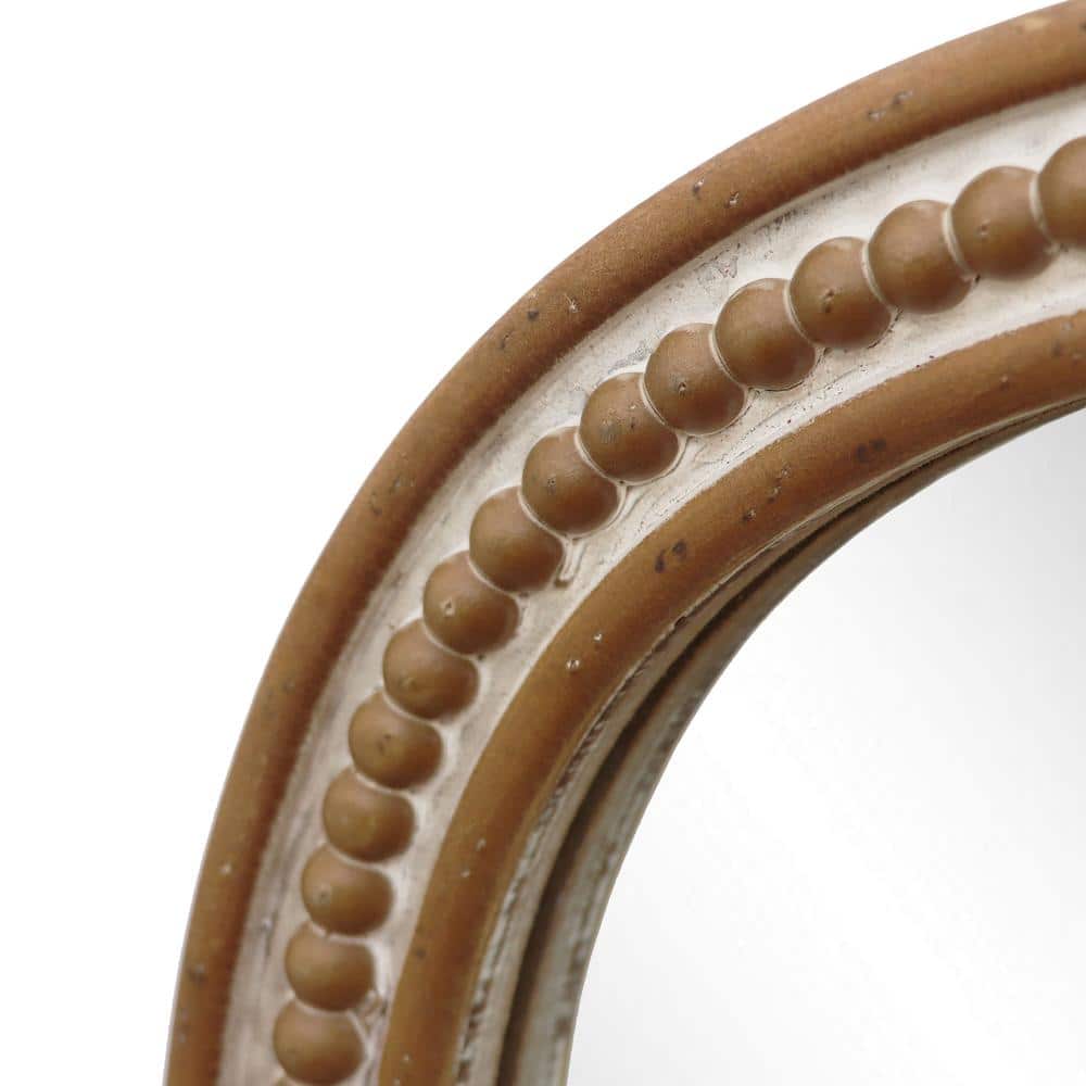 Medium Brown and Whitewashed Wood Arched Decorative Mirror