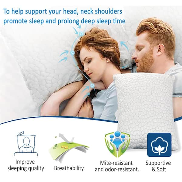 20 in. x 26 in. Memory Foam Adjustable Loft Cooling Bamboo Pillow for Side and Back Sleepers Washable Removable 1 Pack HDSA17IN348 The Home Depot