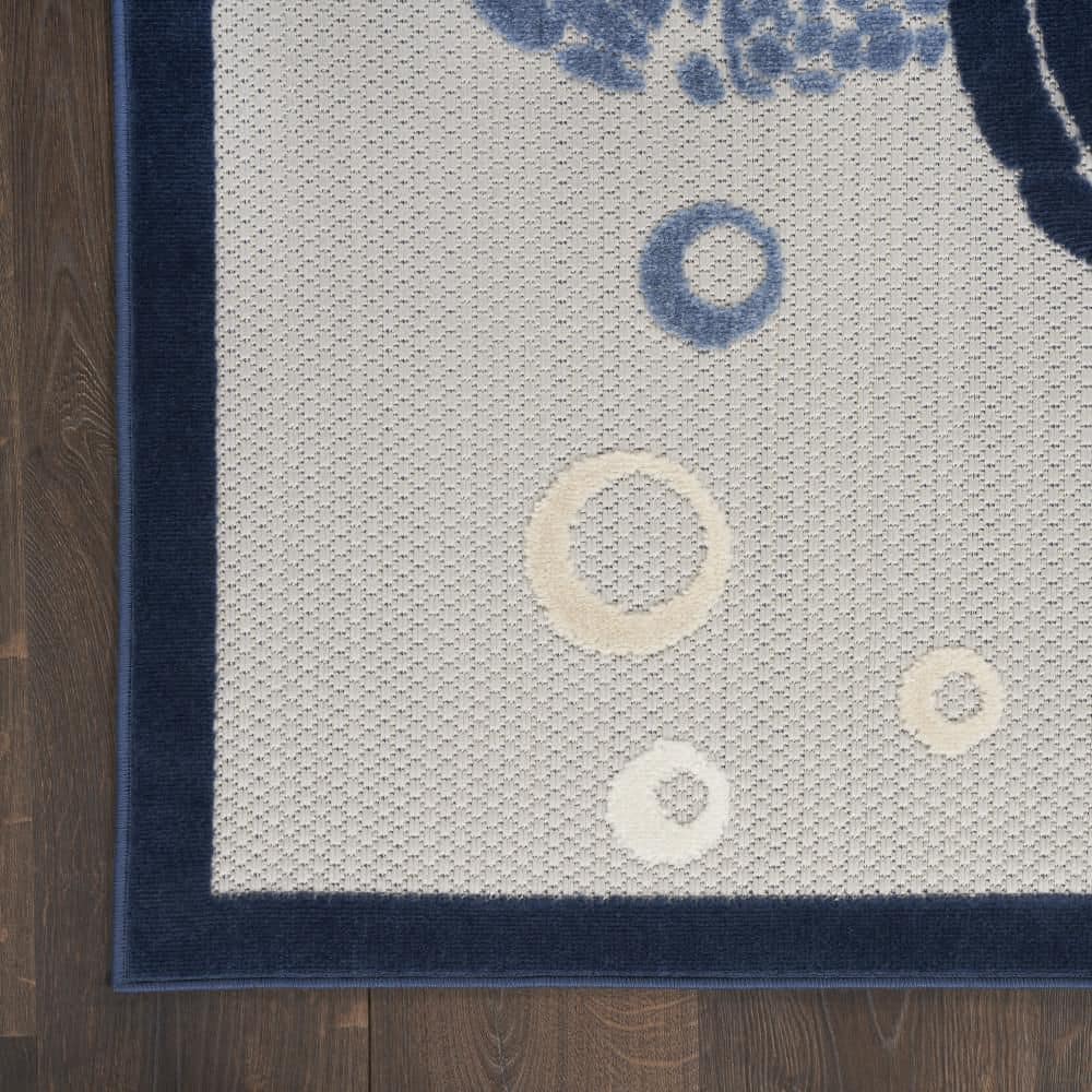 Navy Blue Coastal Turtle Outdoor Area Rug 5'3" x 7'5"