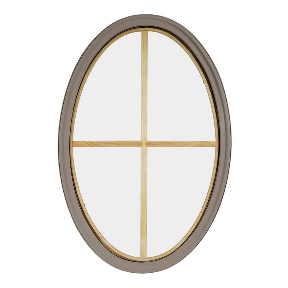 30 in. x 48 in. Oval Sandstone 4-9/16 in. Jamb 2-1/4 in. Interior Trim 4-Lite Grille Geometric Aluminum Clad Wood Window price history on PriceWatchPro
