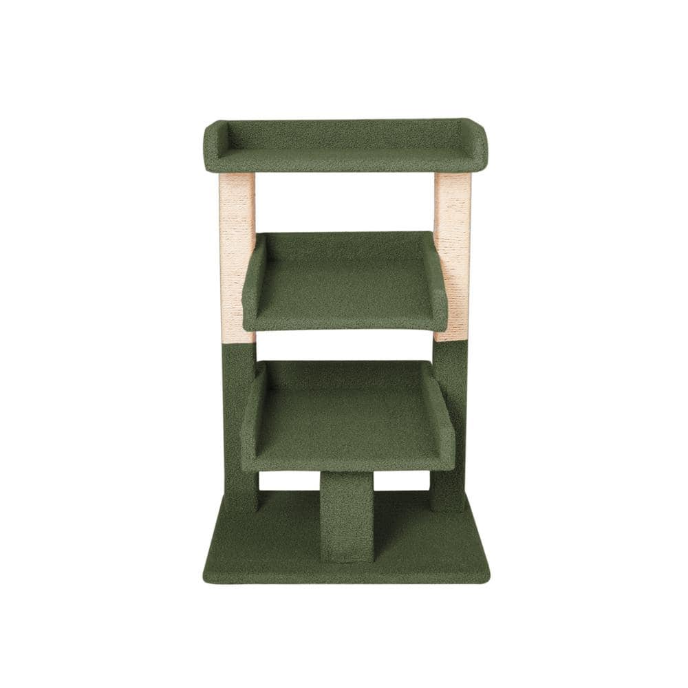 Green Sisal Rope 3-Tier Modern Cat Tree Tower