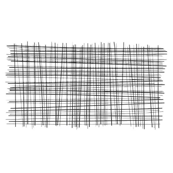 47 in. x  25 in. Metal Black Overlapping Lines Cross Hatch Geometric Wall Decor