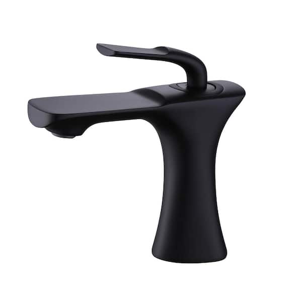 Aosspy Single-Handle Single-Hole Bathroom Faucet in Matte Black