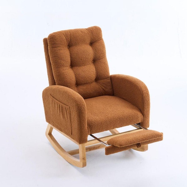 Nestfair Caramel Accent Rocking High-Back Rocker Sofa Armchair