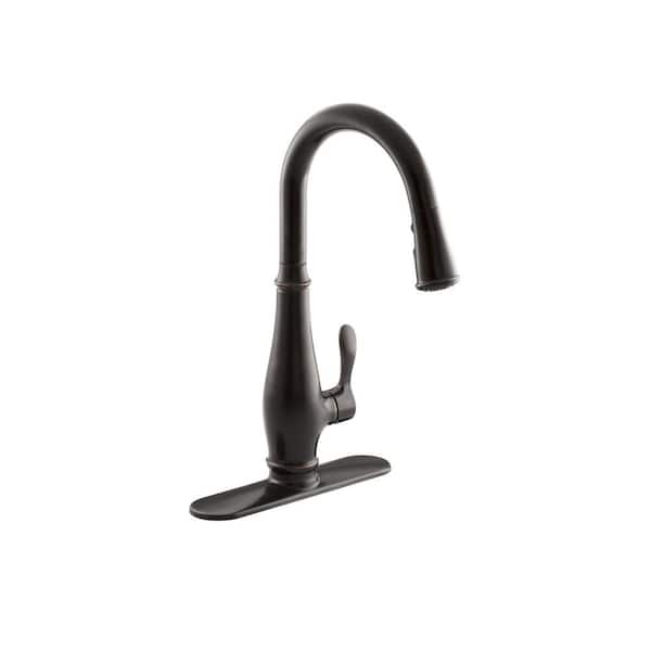 KOHLER Cruette Single-Handle Pull-Down Sprayer Kitchen Faucet with DockNetik and Sweep Spray in Oil-Rubbed Bronze