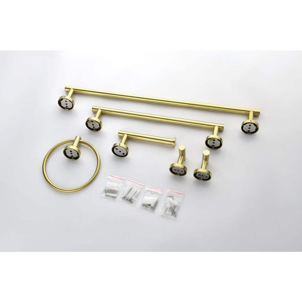 6-Piece Brushed Gold Stainless Steel Bathroom Hardware Set