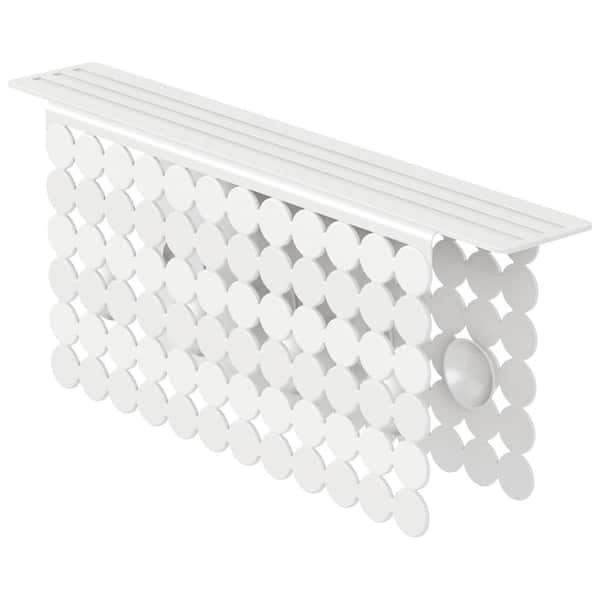 9.5 in. White PVC Kitchen Sink Center Saddle Divider Mat with 8 Strong Suction Cups for Double Bowls
