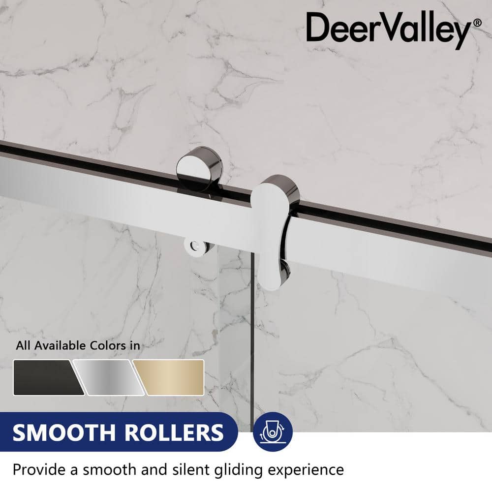 Silver Double Sliding Semi-Frameless Shower Door with Clear Glass