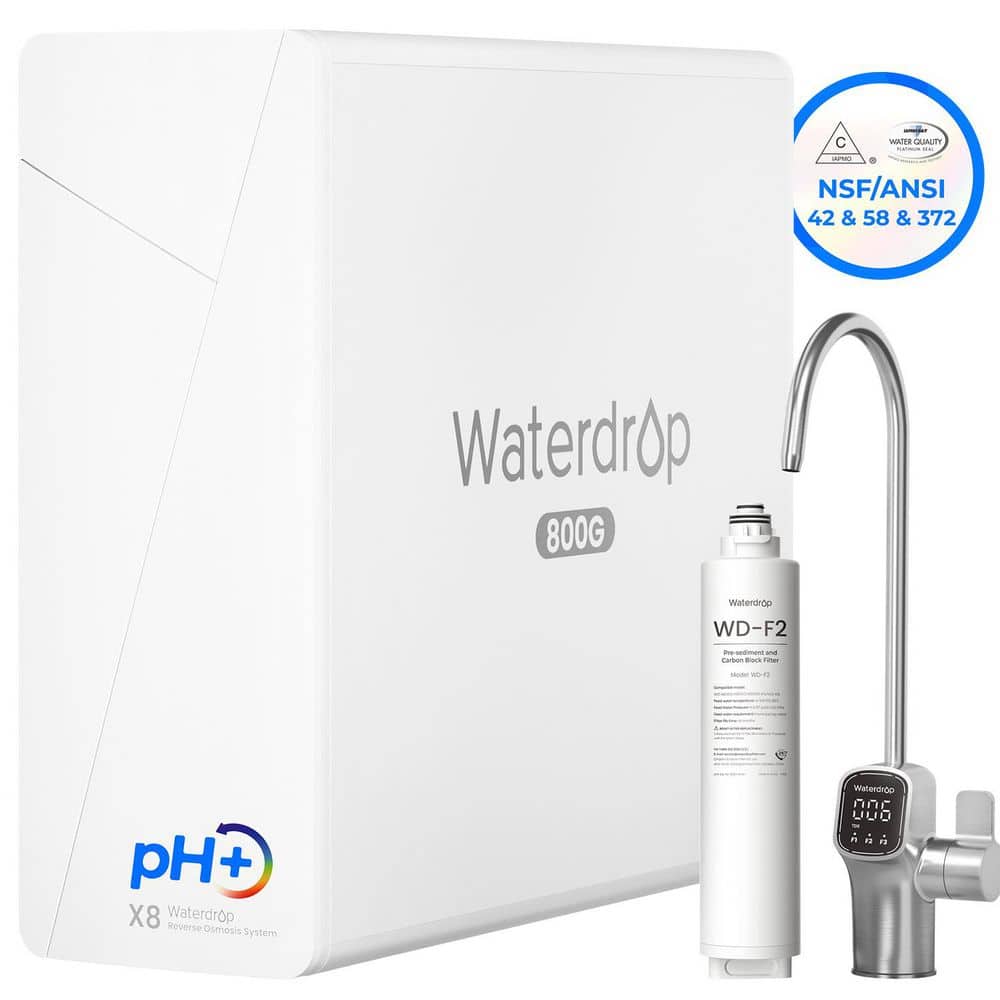 X8-Alkaline UnderSink Reverse Osmosis System, NSF/ANSI 42&58&372 Certified, 800 GPD, 10-Stage, Extra F2 Filter(1-Year)