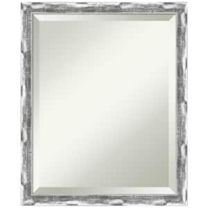 Scratched Wave Chrome 18 in. H x 22 in. W Framed Wall Mirror