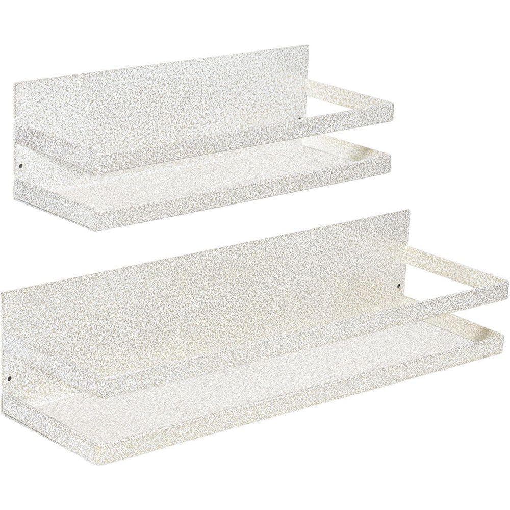 Whatseaso 15.7 in. 2-Pack Magnetic Metal Spice Rack in White with Gold ...