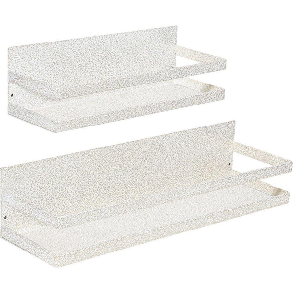 15.7 in. 2-Pack Magnetic Metal Spice Rack in White with Gold Specks