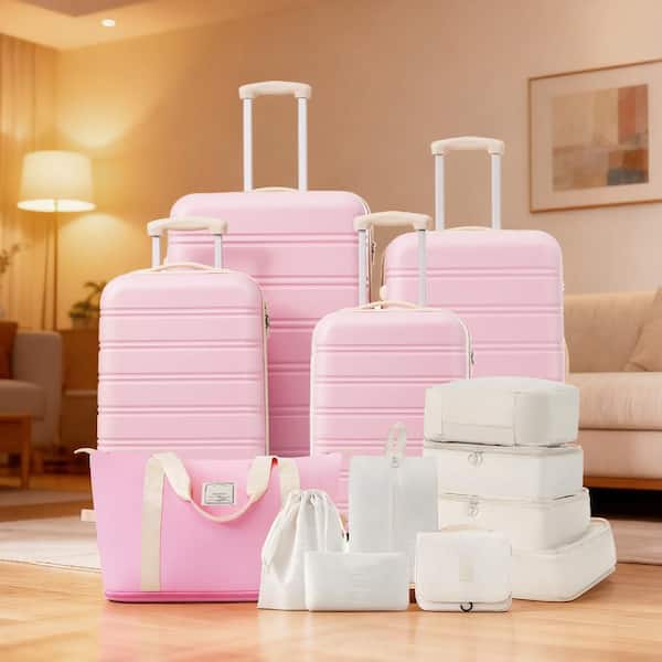 Polibi 5-Piece Light Pink Hardside Spinner Luggage Set with Handle