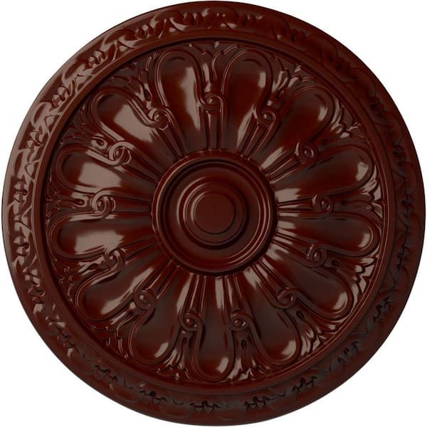 Ekena Millwork 15-3/4" x 5/8" Kirke Urethane Ceiling Medallion (Fits Canopies upto 3-3/4"), Brushed Mahogany