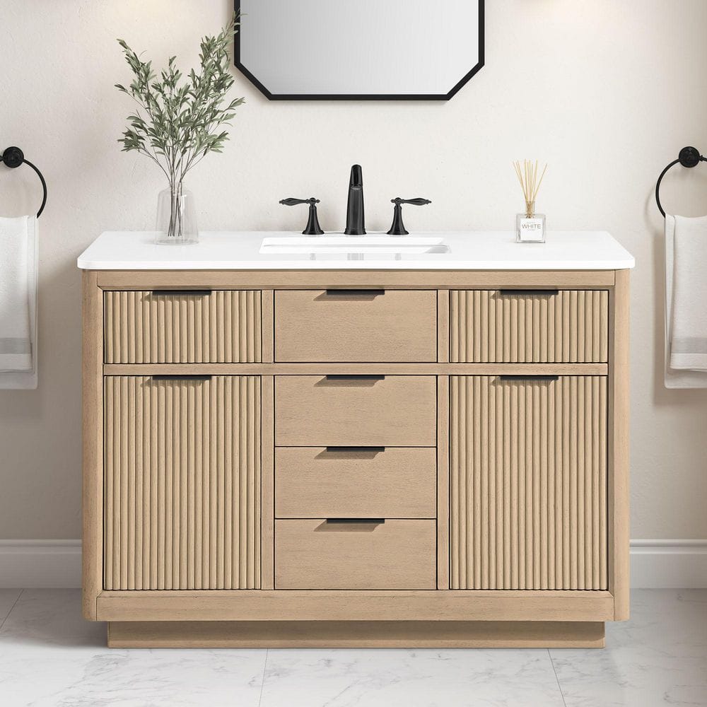 OVE Decors Xander 48 in. Single Sink Freestanding Sahara Birch