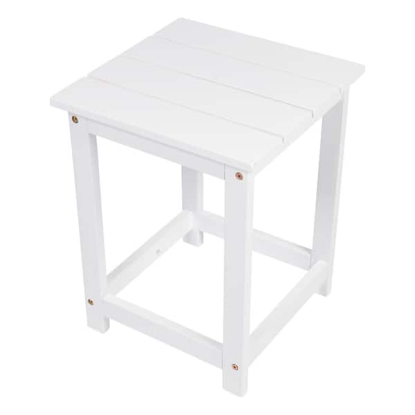 19in. White Outdoor Acacia Wood Side Table