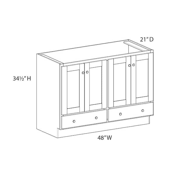 Kunal Kitchens Cumberland Recessed 48 in. W x 34.5 in. H x 21 in. D in Painted Stratus Plywood Assembled Bath Base w/Bottom Drawer.