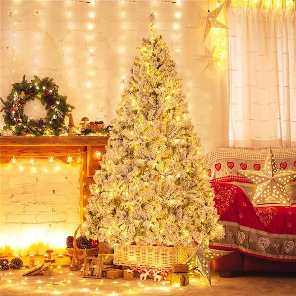 7 ft. Pre-Lit Artificial Christmas Tree, Hinged Lifelike Xmas Tree