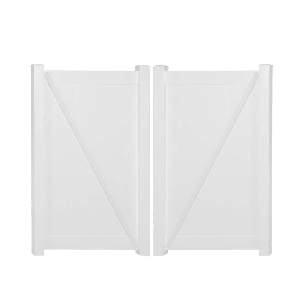 Weatherables Pembroke 7 ft. W x 5 ft. H White Vinyl Privacy Double