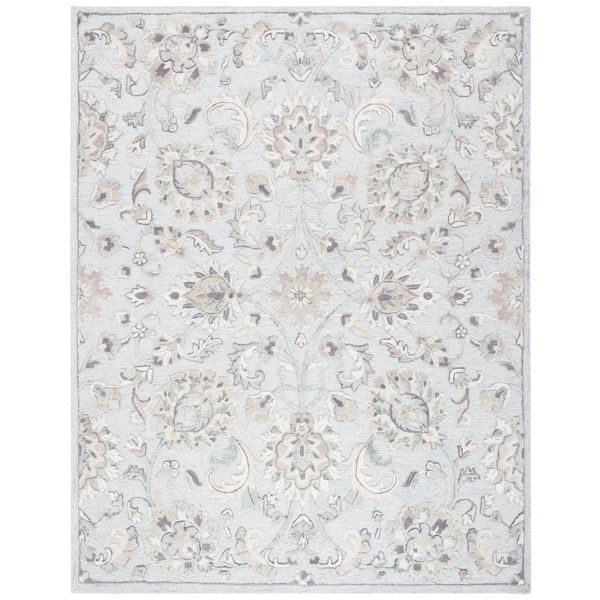 SAFAVIEH Glamour Light Blue/Ivory 8 ft. x 10 ft. Border Floral Area Rug