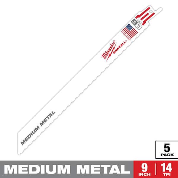 Milwaukee 9 in. 14 TPI Medium Metal Cutting SAWZALL Reciprocating Saw Blades (5-Pack)