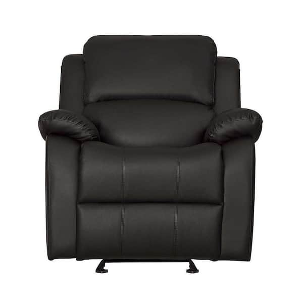 EVERGLADE HOME Byron 36.75 in. W Flared Arm Faux Leather Straight Glider Reclining Chair in Dark Brown